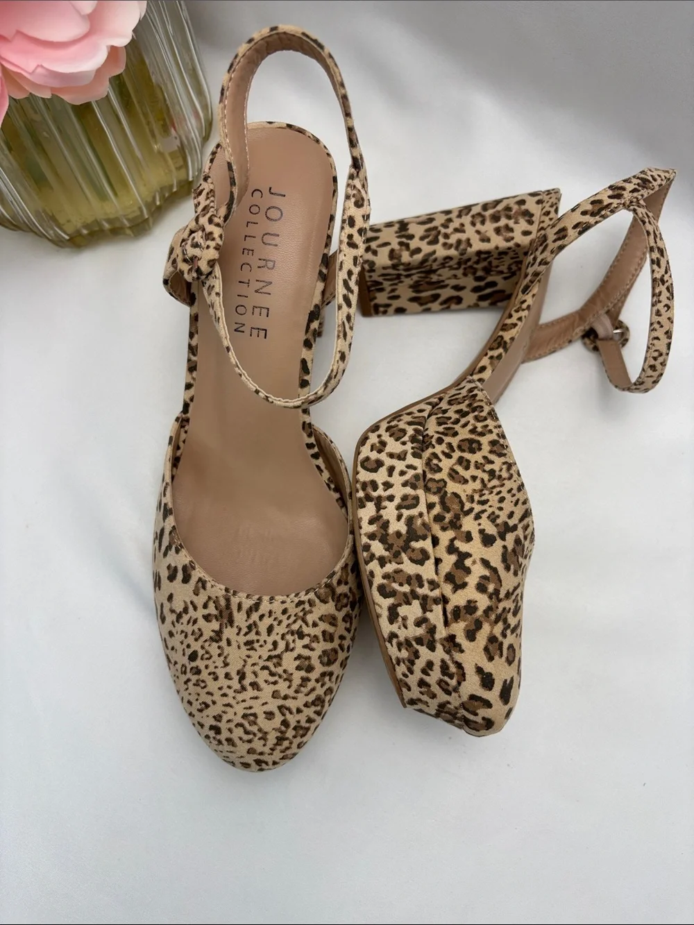 Jouree Collection Leopard Print Platform Slingback Heels - Women’s 7.5 #353